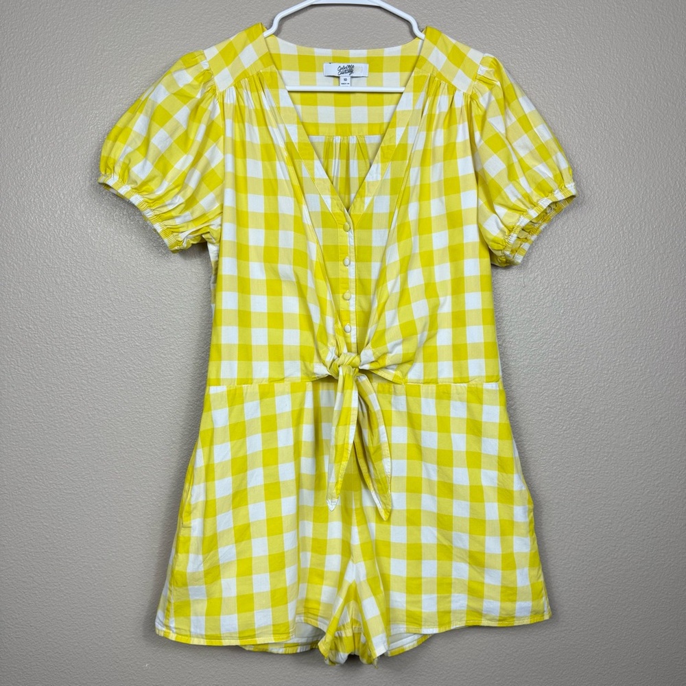 Color Me Courtney Keiko Gingham Yellow Romper Size 10 A - Picture 2 of 12